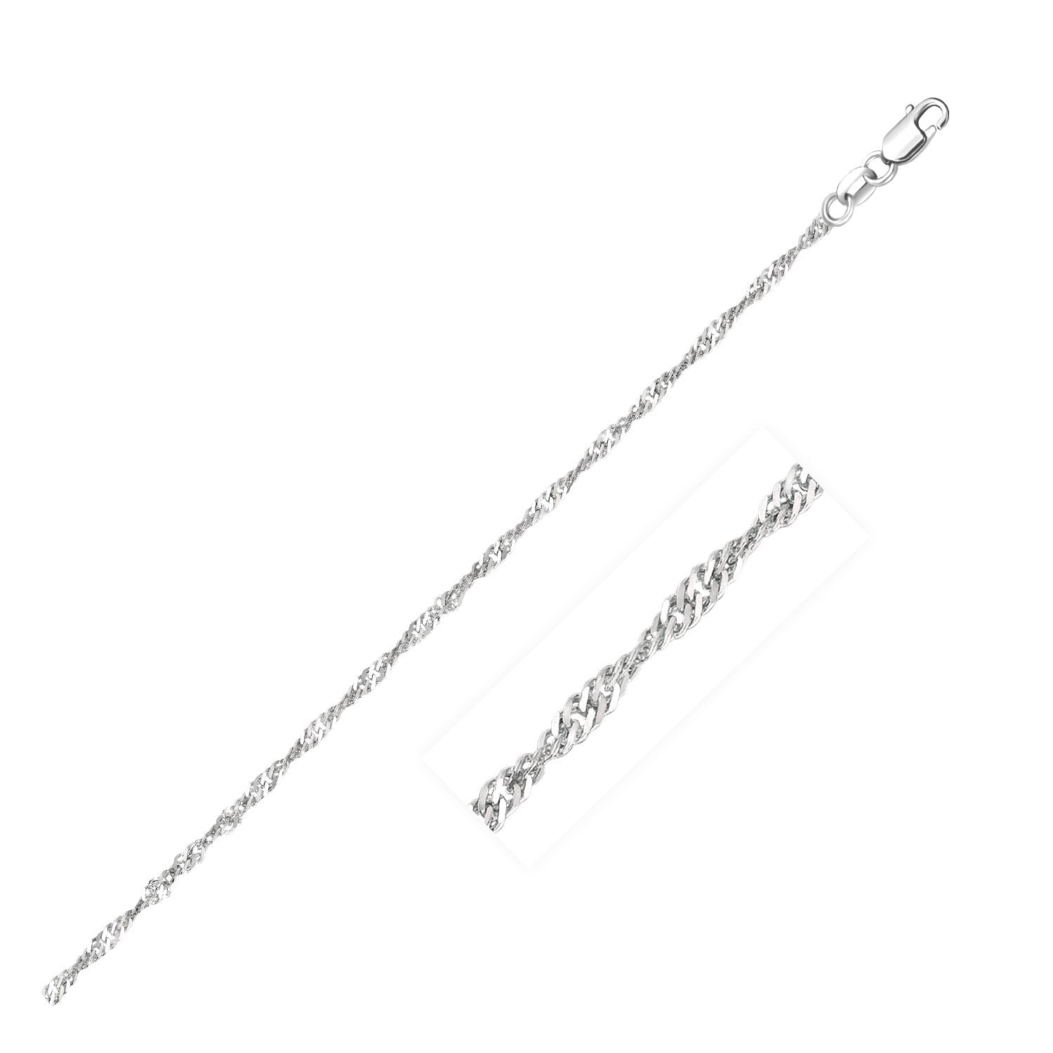 14k White Gold Singapore Chain 1.7mm - LinkagejewelrydesignLinkagejewelrydesign