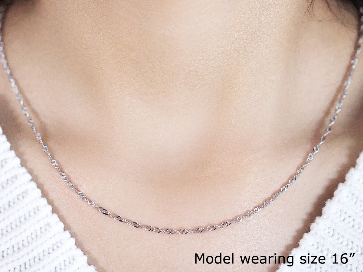 14k White Gold Singapore Chain 1.7mm - LinkagejewelrydesignLinkagejewelrydesign