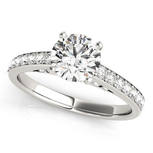 14k White Gold Single Row Prong Set Diamond Engagement Ring (1 3/8 cttw) - LinkagejewelrydesignLinkagejewelrydesign