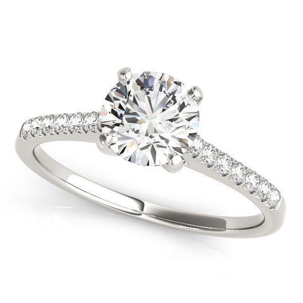 14k White Gold Single Row Scalloped Set Diamond Engagement Ring (1 1/8 cttw) - LinkagejewelrydesignLinkagejewelrydesign