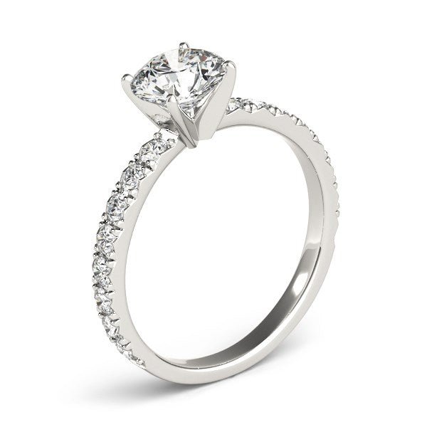 14k White Gold Single Row Shank Round Diamond Engagement Ring (1 1/3 cttw) - LinkagejewelrydesignLinkagejewelrydesign