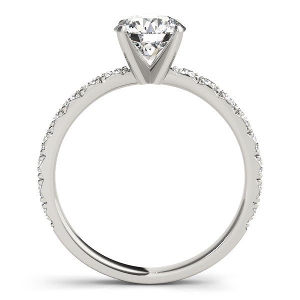 14k White Gold Single Row Shank Round Diamond Engagement Ring (1 1/3 cttw) - LinkagejewelrydesignLinkagejewelrydesign
