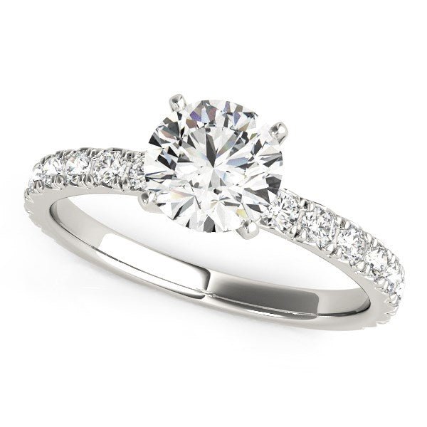 14k White Gold Single Row Shank Round Diamond Engagement Ring (1 1/3 cttw) - LinkagejewelrydesignLinkagejewelrydesign