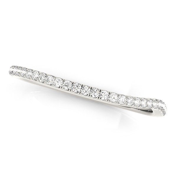 14k White Gold Slim Curved Diamond Wedding Ring (1/10 cttw) - LinkagejewelrydesignLinkagejewelrydesign