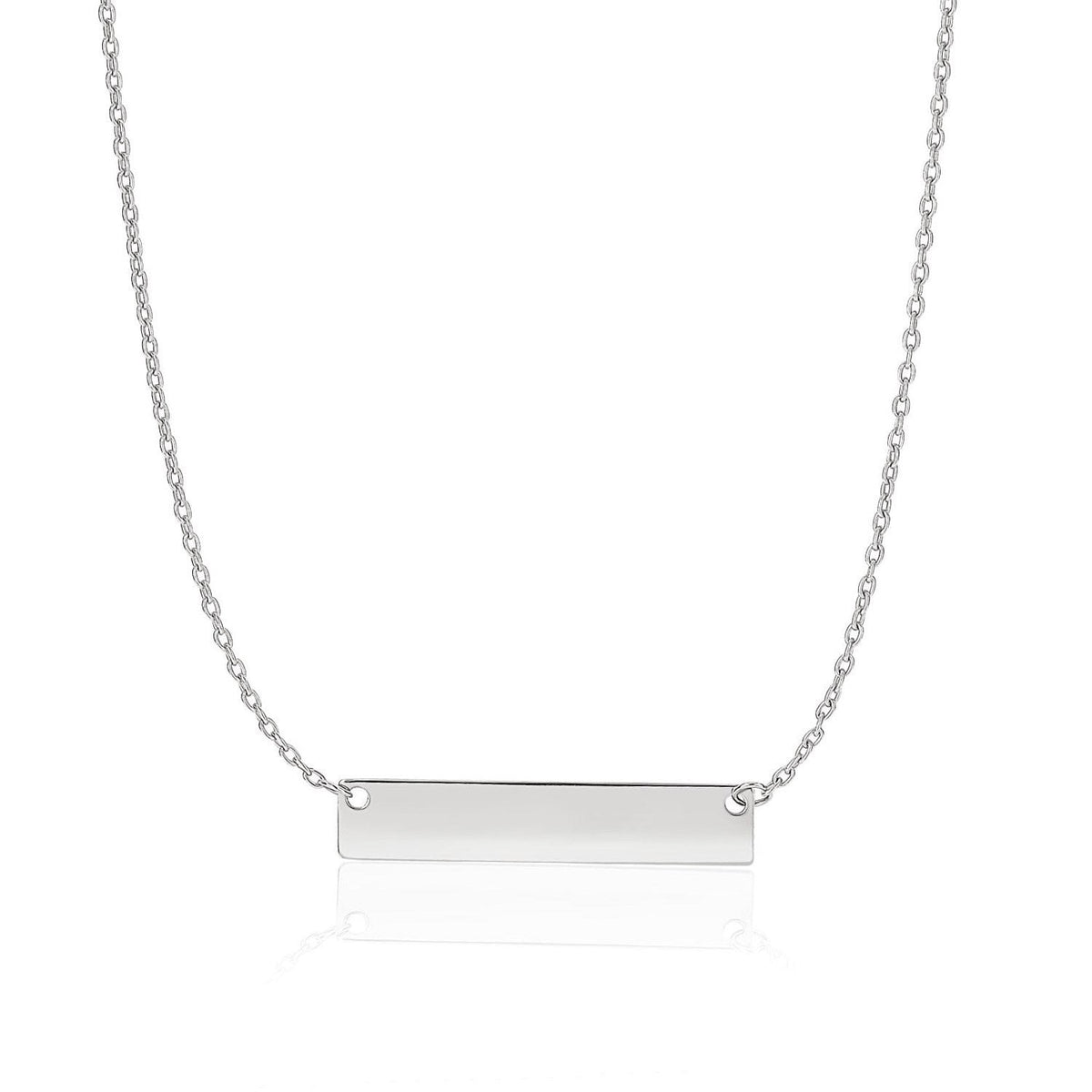 14k White Gold Smooth Flat Horizontal Bar Style Necklace - LinkagejewelrydesignLinkagejewelrydesign