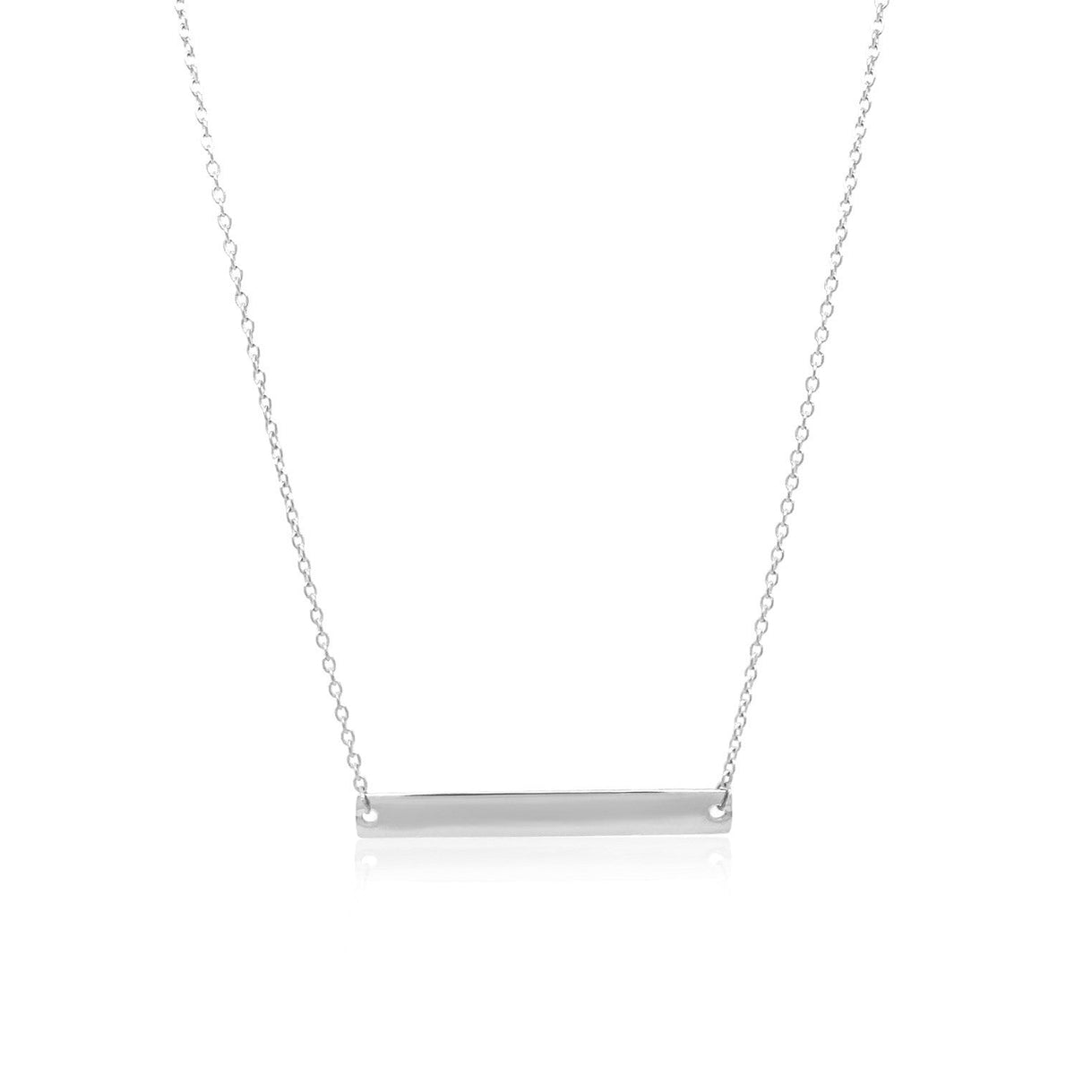 14k White Gold Smooth Flat Horizontal Bar Style Necklace - LinkagejewelrydesignLinkagejewelrydesign