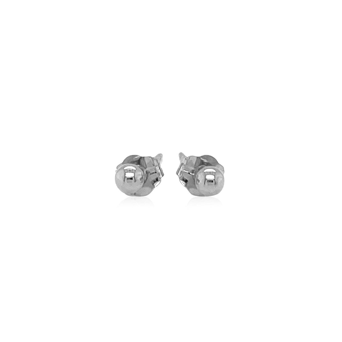 14k White Gold Spherical Stud Earrings (3.0 mm) - LinkagejewelrydesignLinkagejewelrydesign
