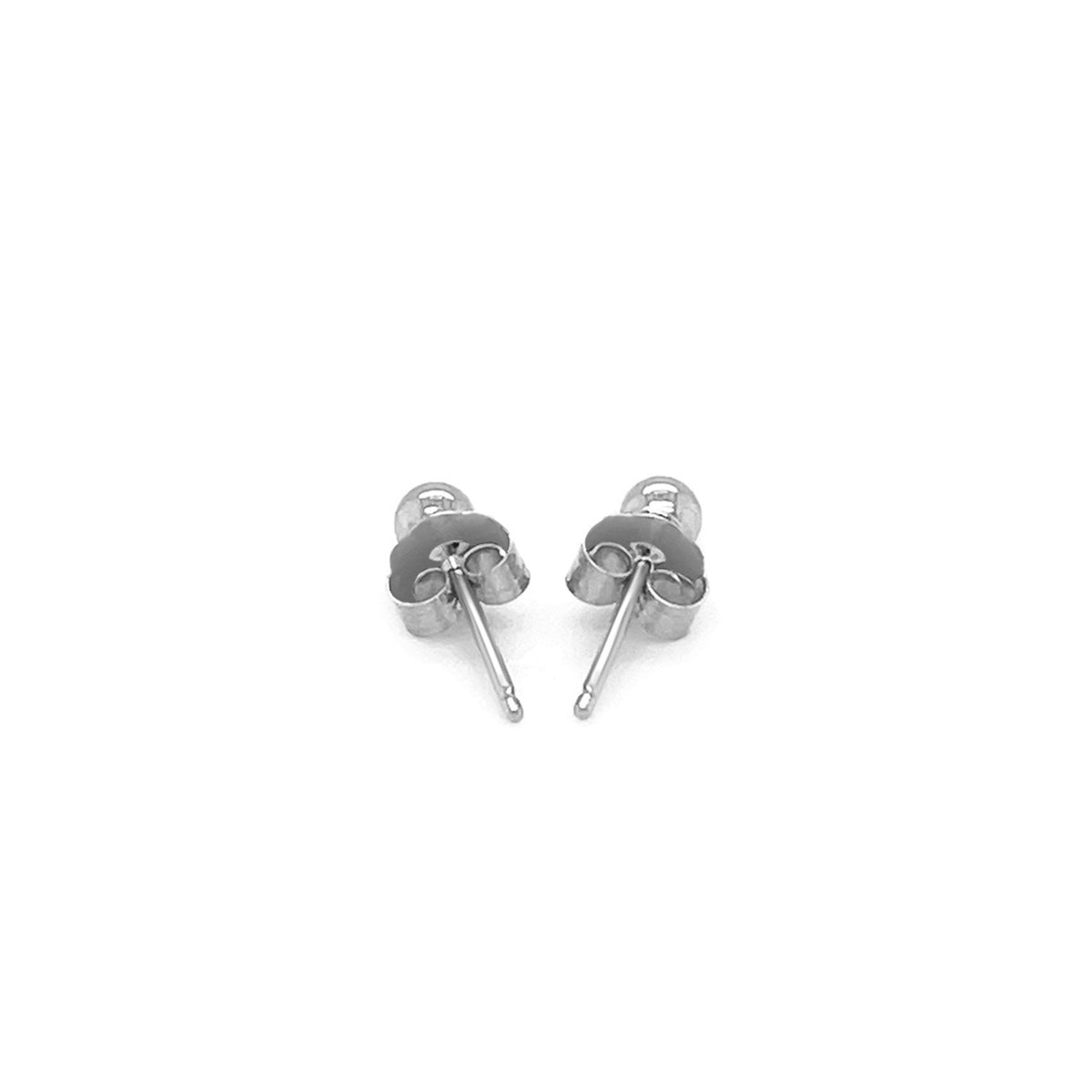 14k White Gold Spherical Stud Earrings (3.0 mm) - LinkagejewelrydesignLinkagejewelrydesign