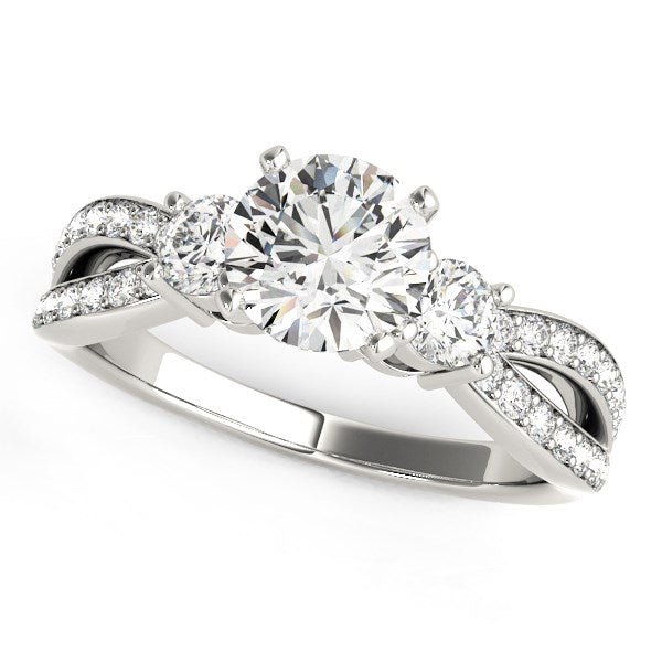 14k White Gold Split Shank Round Diamond Engagement Ring (1 5/8 cttw) - LinkagejewelrydesignLinkagejewelrydesign