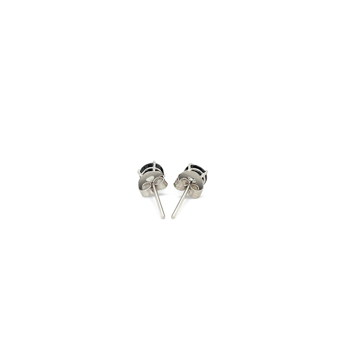 14k White Gold Stud Earrings with Black 4mm Cubic Zirconia - LinkagejewelrydesignLinkagejewelrydesign
