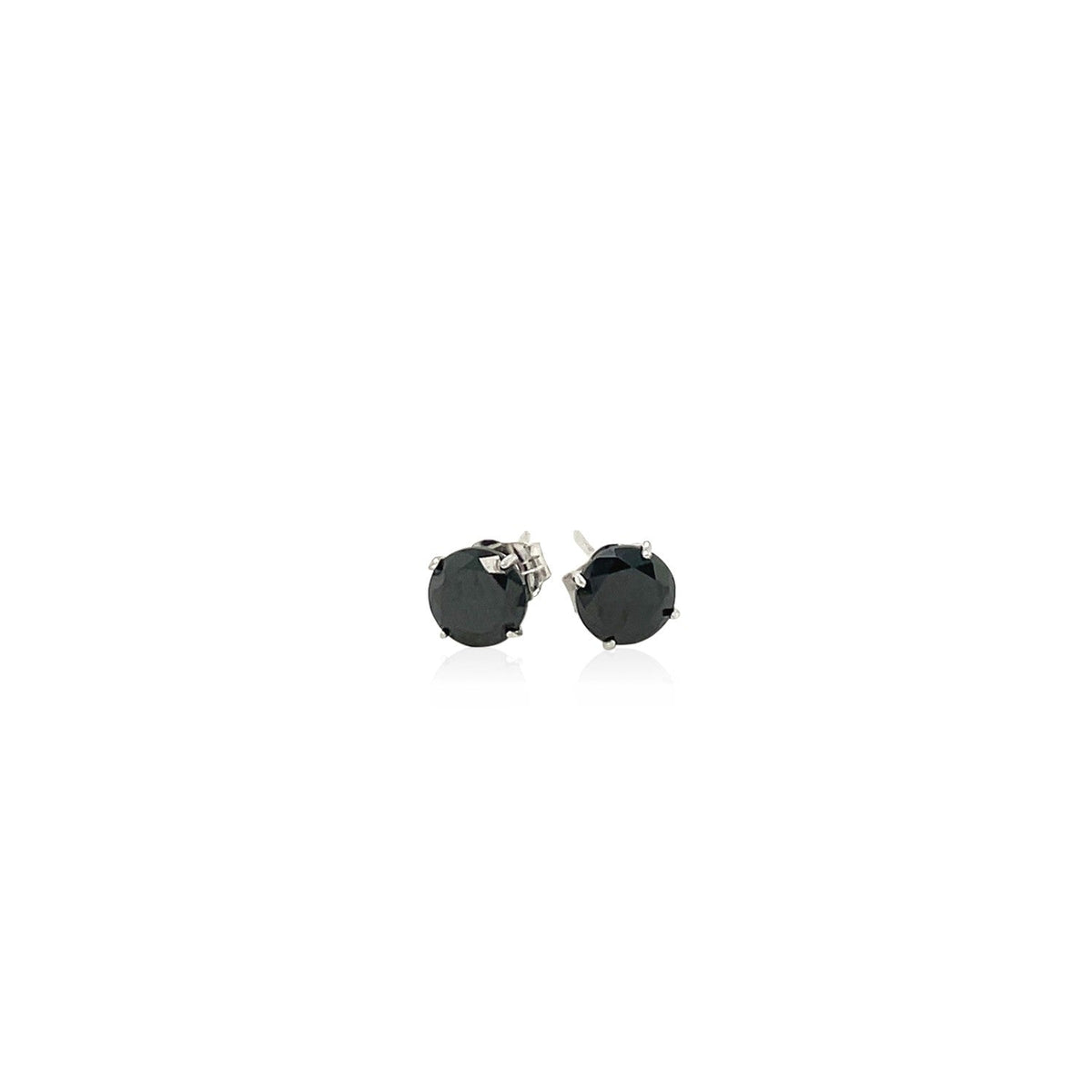 14k White Gold Stud Earrings with Black 5mm Faceted Cubic Zirconia - LinkagejewelrydesignLinkagejewelrydesign