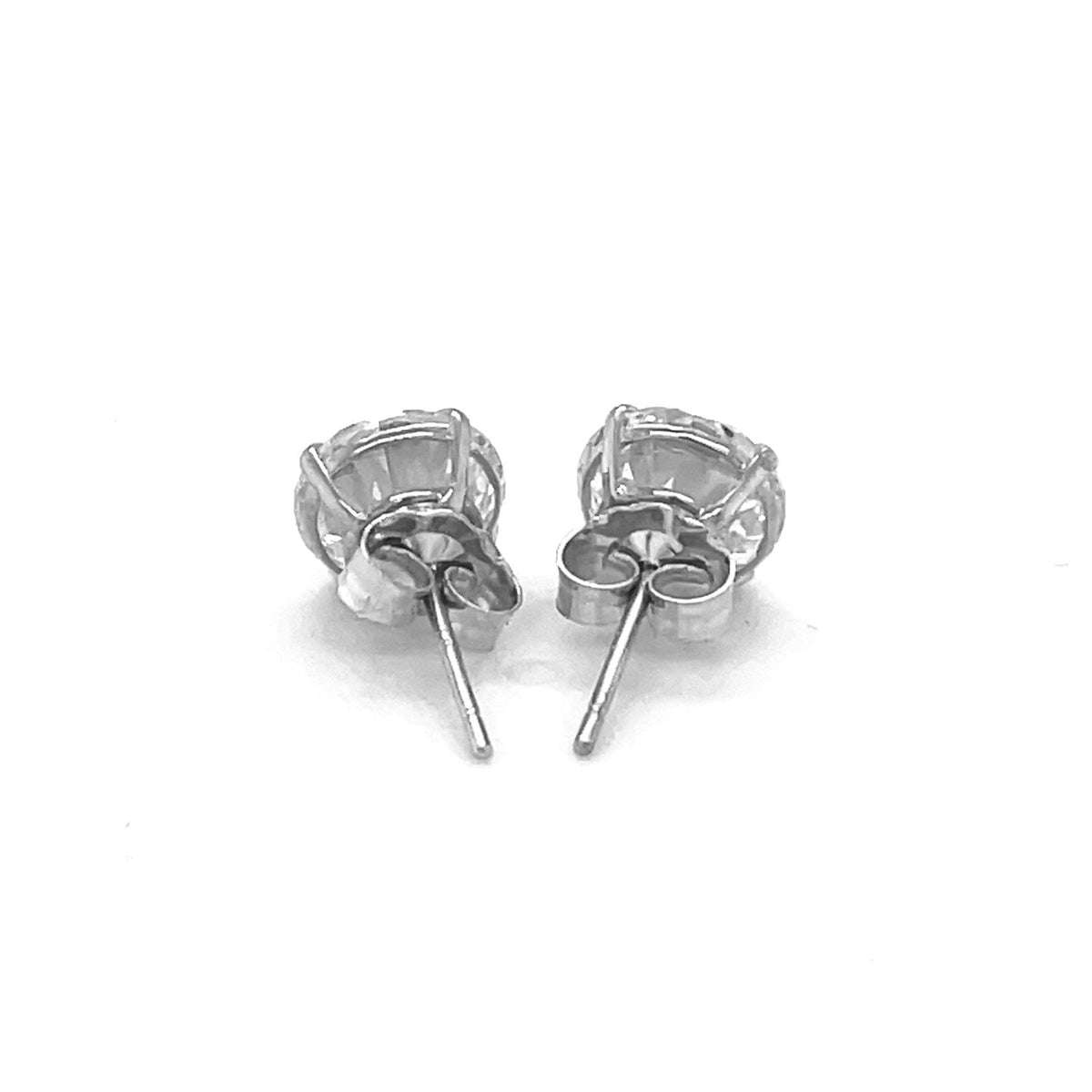 14k White Gold Stud Earrings with White Hue Faceted Cubic Zirconia - LinkagejewelrydesignLinkagejewelrydesign