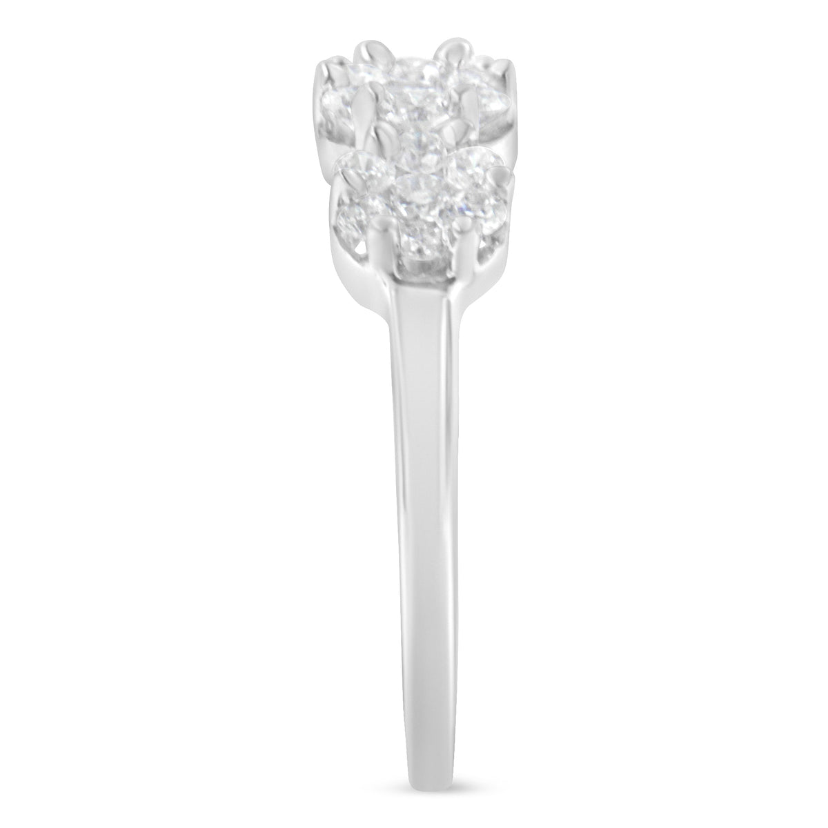 14K White Gold Three-Stone Cluster Diamond Ring (0.7 Cttw, H-I Color, SI2-I1 Clarity) - Size 4-1/2 - LinkagejewelrydesignLinkagejewelrydesign