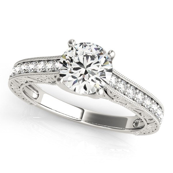 14k White Gold Trellis Antique Style Diamond Engagement Ring (1 1/4 cttw) - LinkagejewelrydesignLinkagejewelrydesign