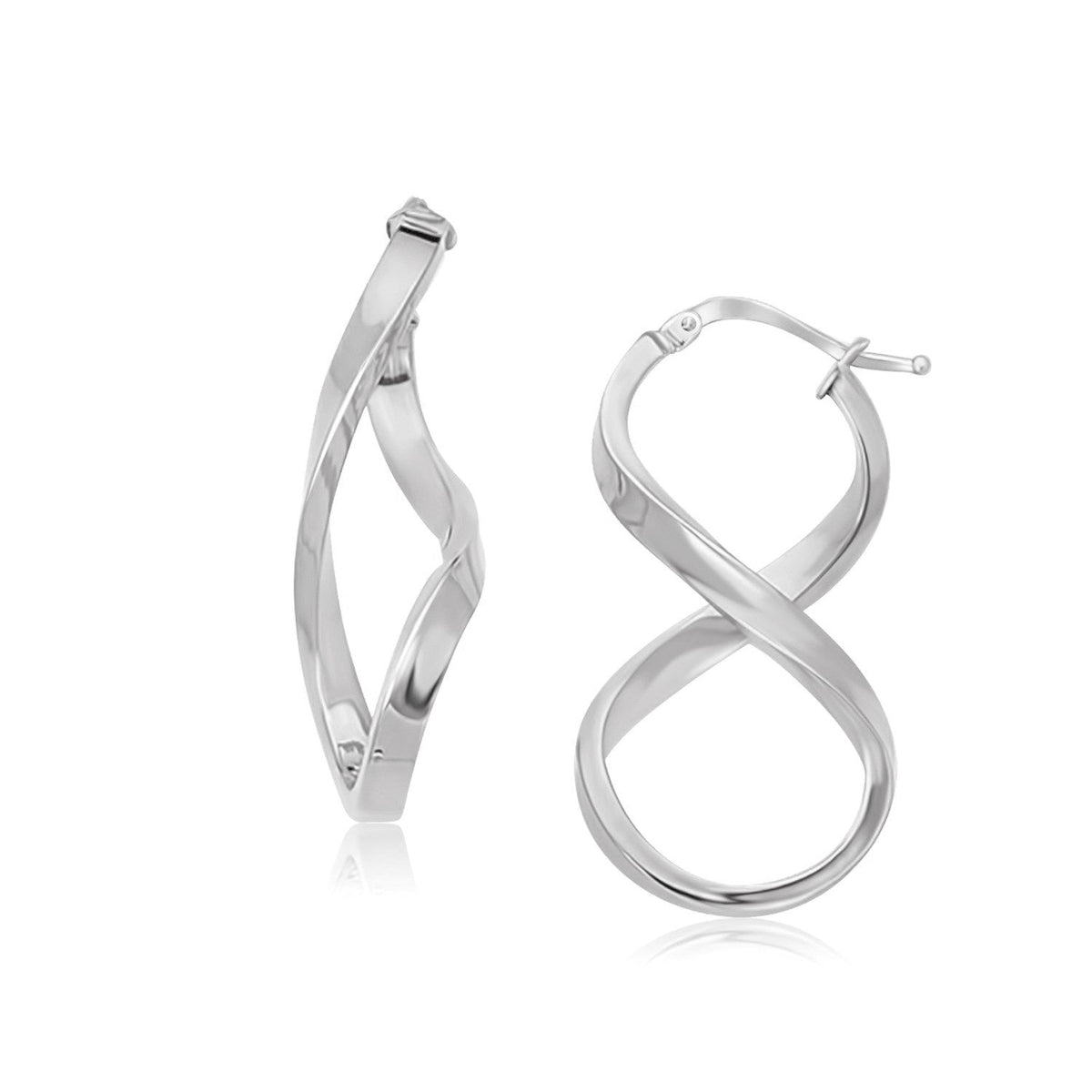 14k White Gold Twist Motif Polished Hoop Earrings - LinkagejewelrydesignLinkagejewelrydesign