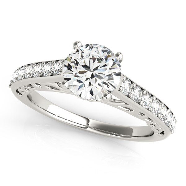 14k White Gold Unique Detailing Diamond Engagement Ring (1 1/3 cttw) - LinkagejewelrydesignLinkagejewelrydesign