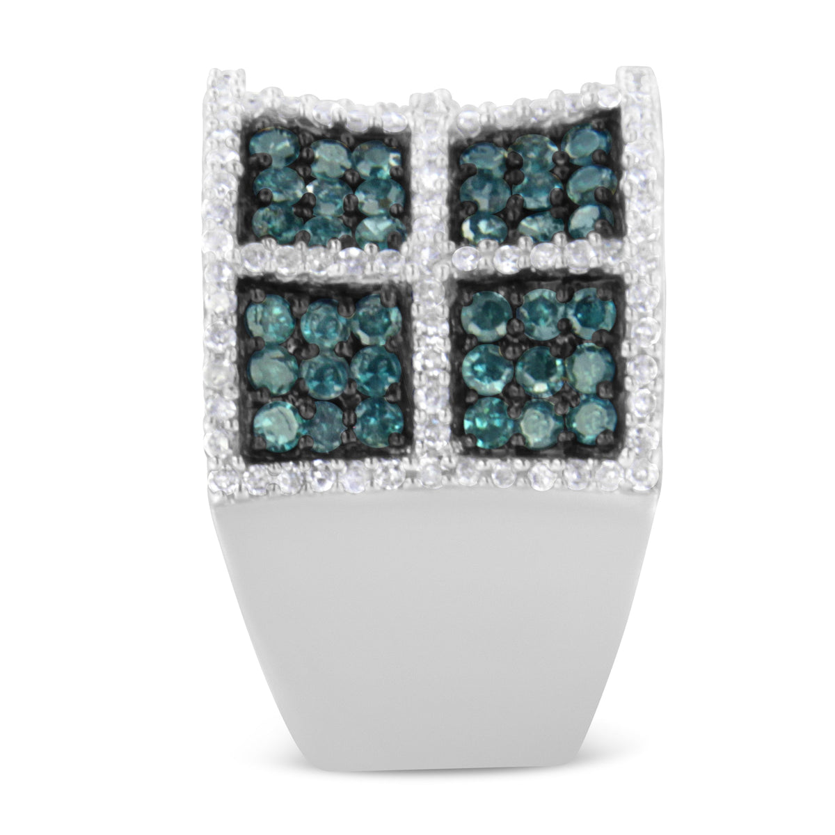 14K White Gold White and Treated Blue Diamond Cocktail Ring (1 1/2 Cttw, H-I Color, I1-I2 Clarity) - Size 6 - LinkagejewelrydesignLinkagejewelrydesign