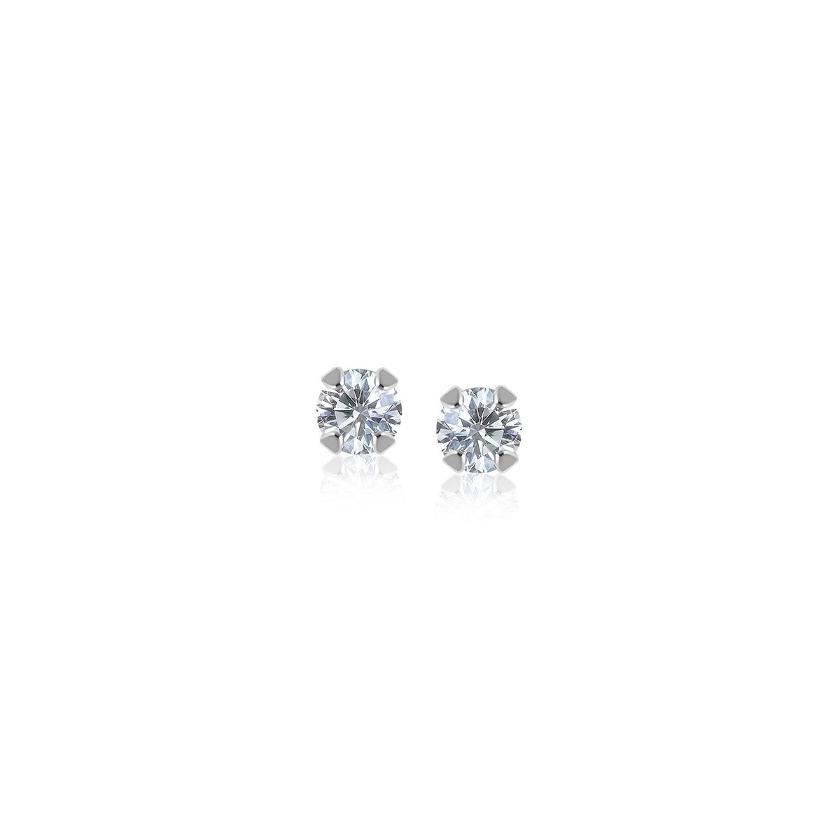 14k White Gold White Cubic Zirconia 2mm Stud Earrings - LinkagejewelrydesignLinkagejewelrydesign