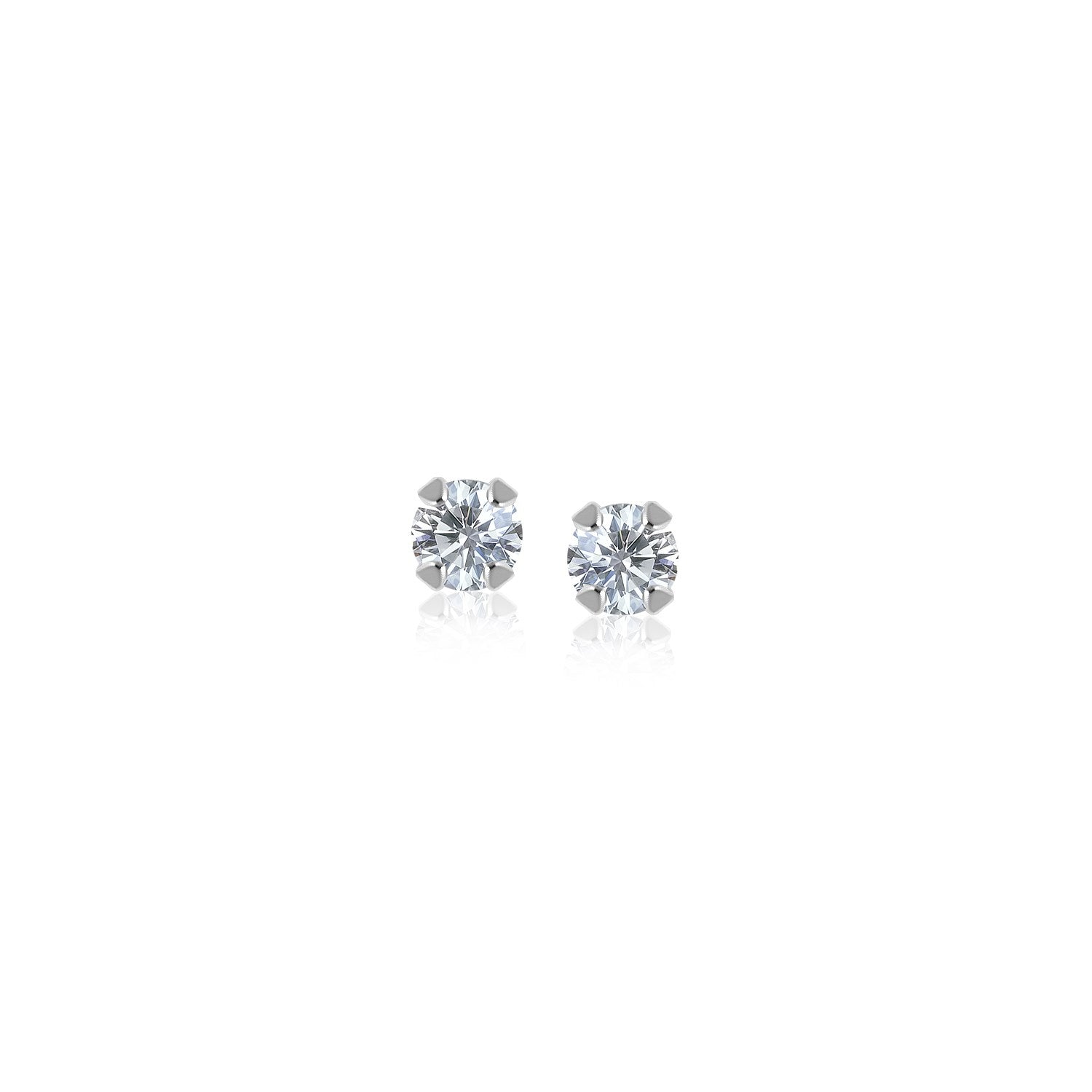 14k White Gold White Cubic Zirconia 2mm Stud Earrings - LinkagejewelrydesignLinkagejewelrydesign