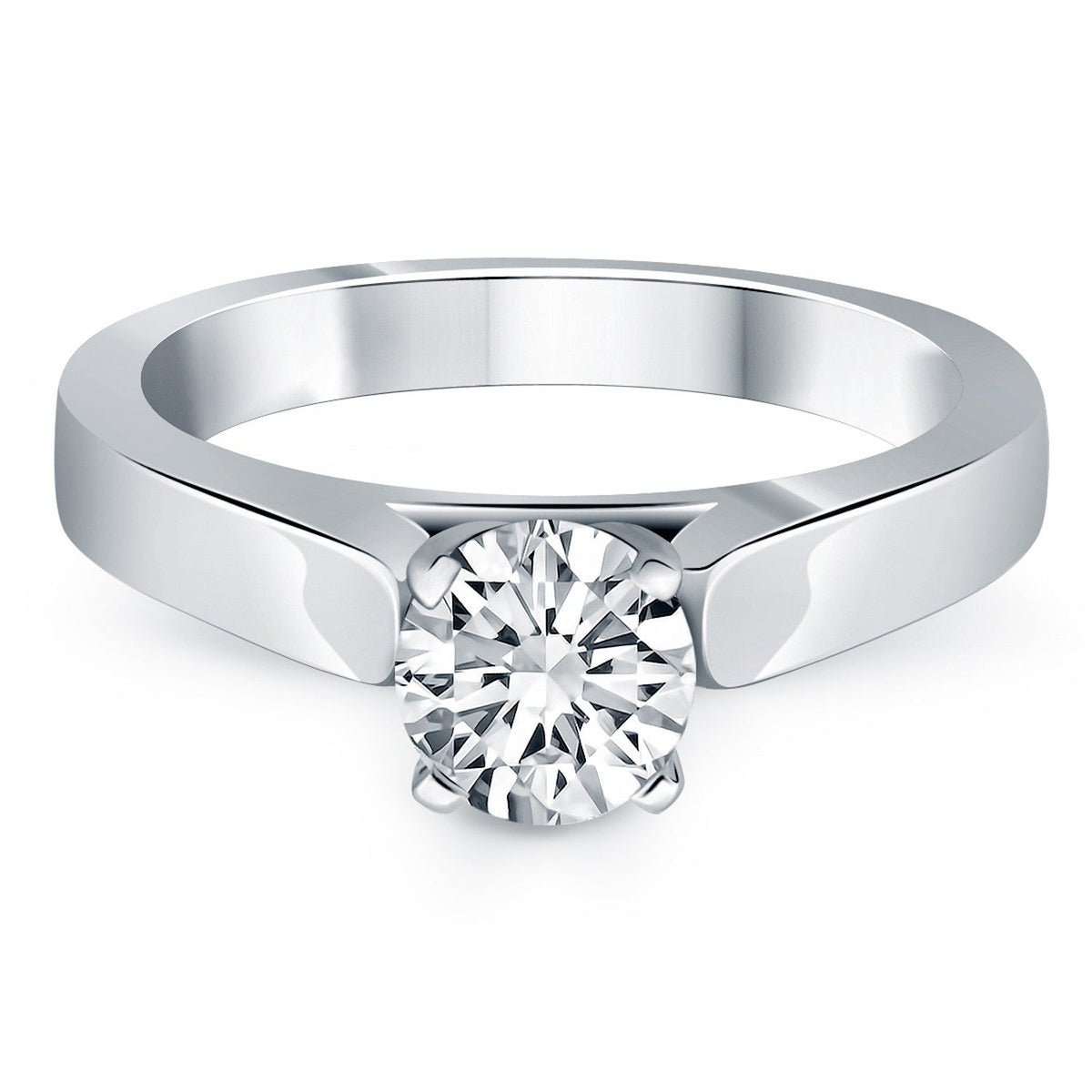 14k White Gold Wide Cathedral Solitaire Engagement Ring - LinkagejewelrydesignLinkagejewelrydesign