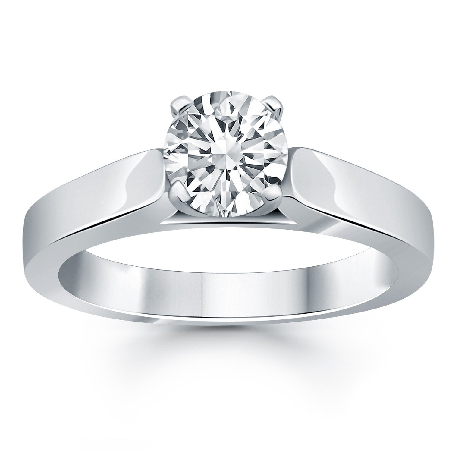 14k White Gold Wide Cathedral Solitaire Engagement Ring - LinkagejewelrydesignLinkagejewelrydesign