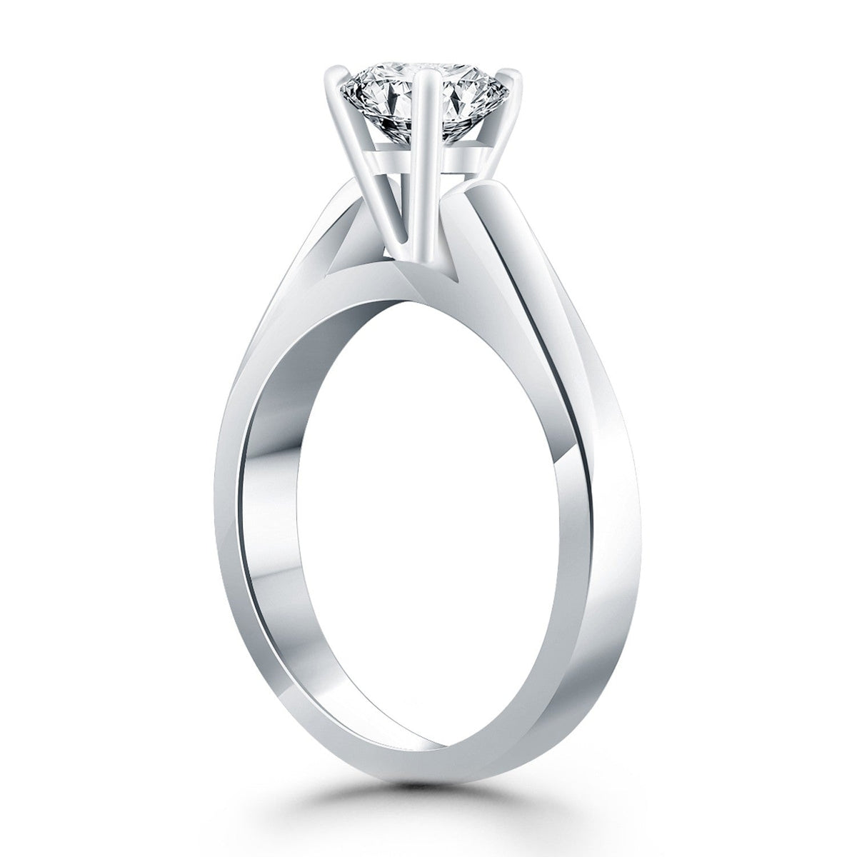 14k White Gold Wide Cathedral Solitaire Engagement Ring - LinkagejewelrydesignLinkagejewelrydesign