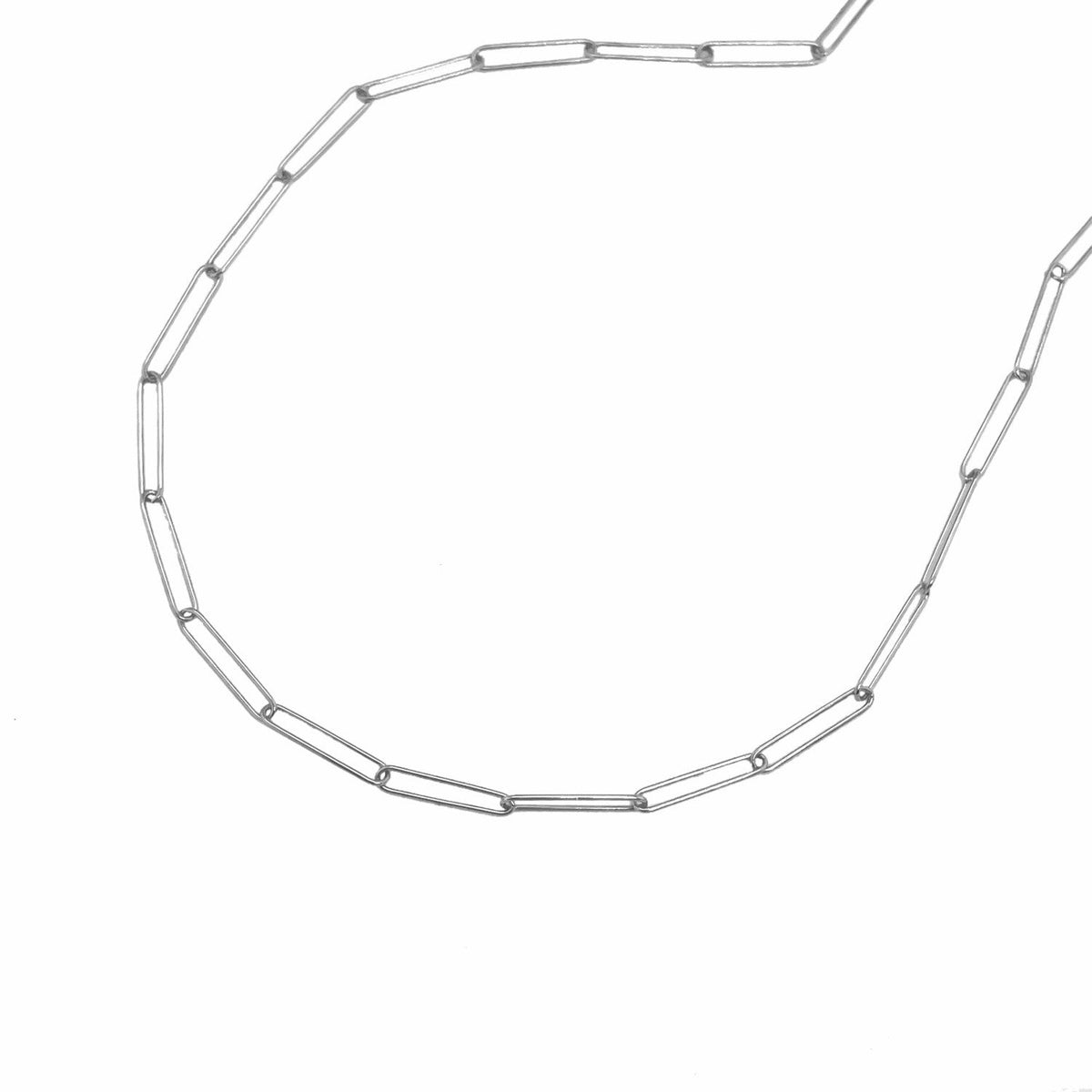 14k White Gold Wire Paperclip Chain (2.7mm) - LinkagejewelrydesignLinkagejewelrydesign