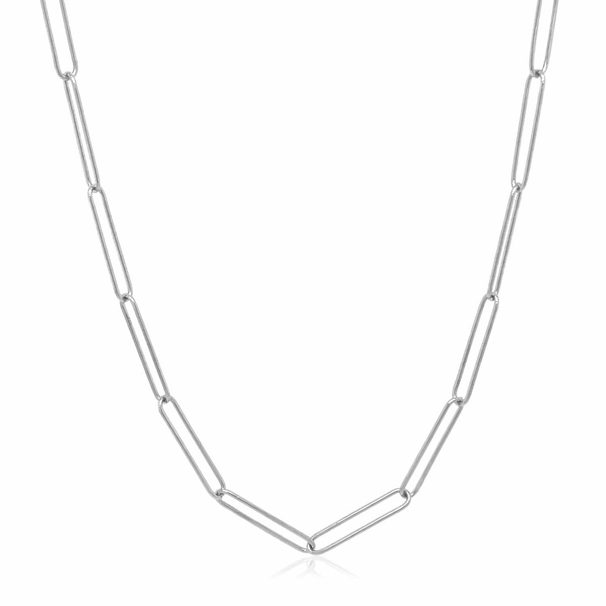 14k White Gold Wire Paperclip Chain (2.7mm) - LinkagejewelrydesignLinkagejewelrydesign