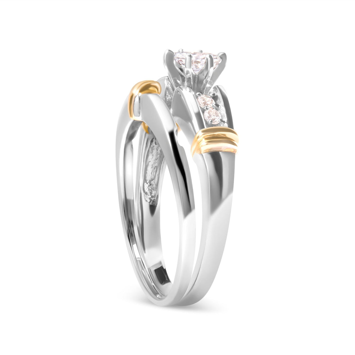14K Yellow and White Gold 1/3 Cttw Marquise Diamond Cocktail Engagement Ring Set (H-I Color, SI1-SI2 Clarity) - Size 7 - LinkagejewelrydesignLinkagejewelrydesign