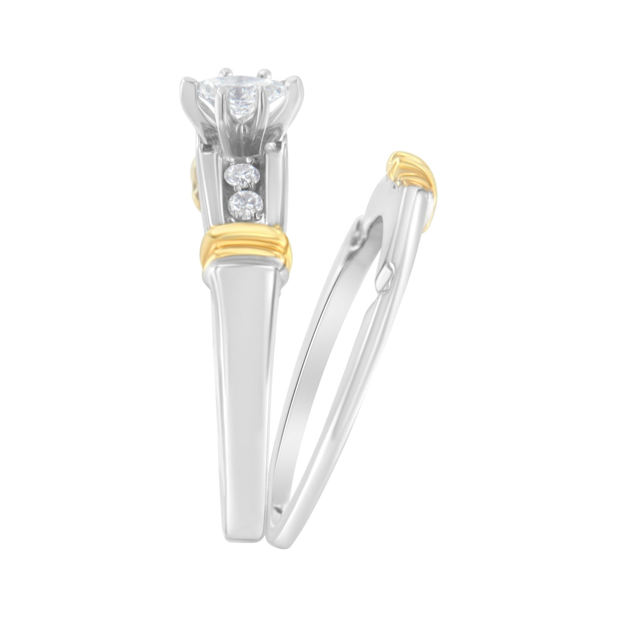14K Yellow and White Gold 1/3 Cttw Marquise Diamond Cocktail Engagement Ring Set (H-I Color, SI1-SI2 Clarity) - Size 7 - LinkagejewelrydesignLinkagejewelrydesign