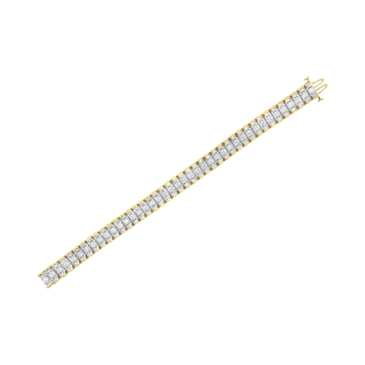 14K Yellow and White Gold 5.0 Cttw Round &amp; Baguette Cut Diamond 7&quot; Reflective Tennis Bracelet (H-I Color, I1-I2 Clarity) - LinkagejewelrydesignLinkagejewelrydesign