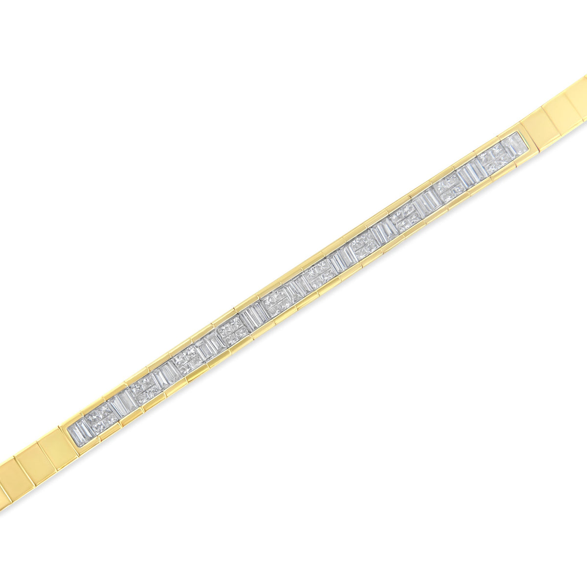 14K Yellow Gold 1-1/10 Cttw Princess &amp; Baguette Cut Diamond 7&quot; Alternating Stone Eternity Tennis Bracelet (G-H Color, VS1-VS2 Clarity) - LinkagejewelrydesignLinkagejewelrydesign
