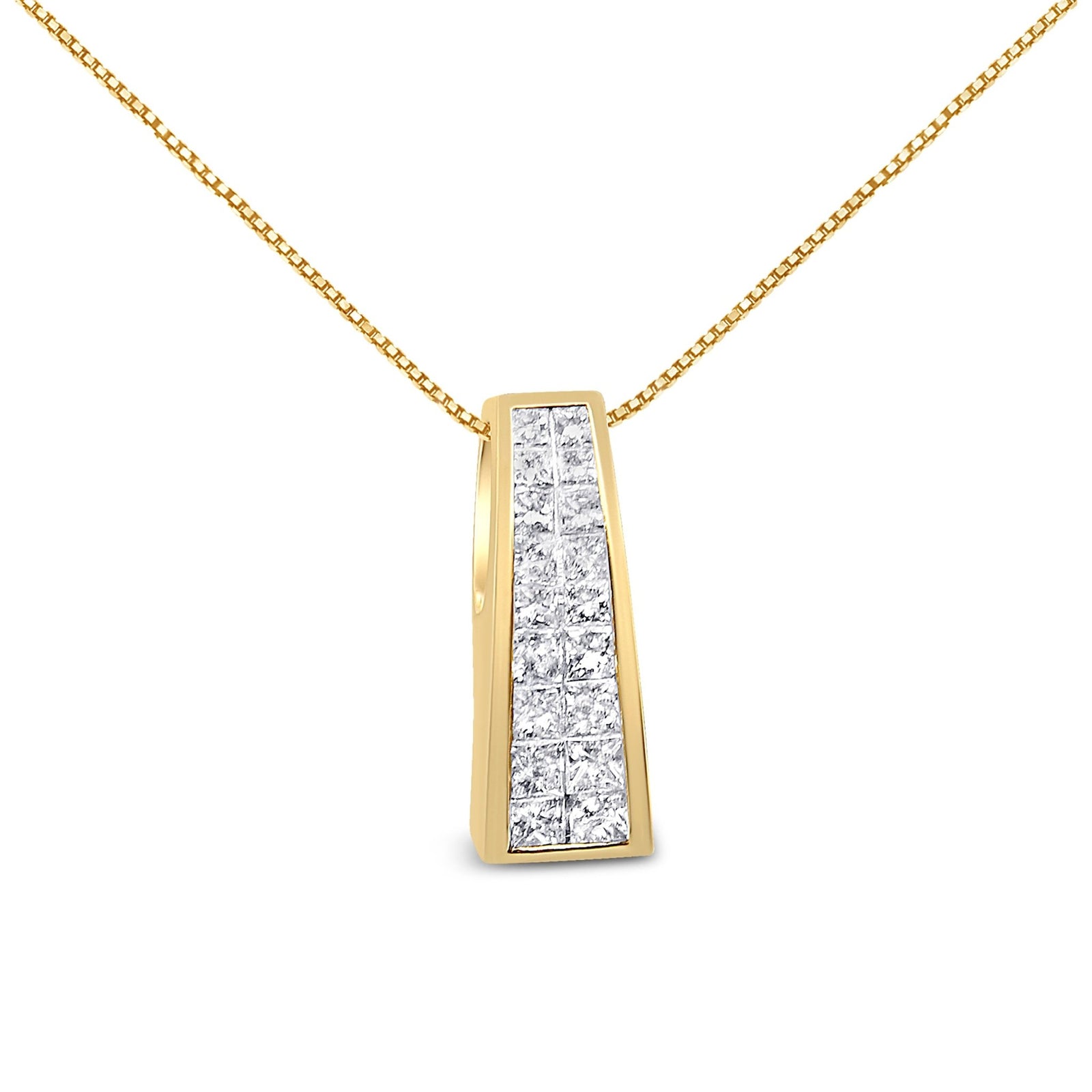 14K Yellow Gold 1 1/2 cttw Princess Cut Diamond Greek Column Pendant Necklace (G - H, VS1 - VS2) - LinkagejewelrydesignLinkagejewelrydesign