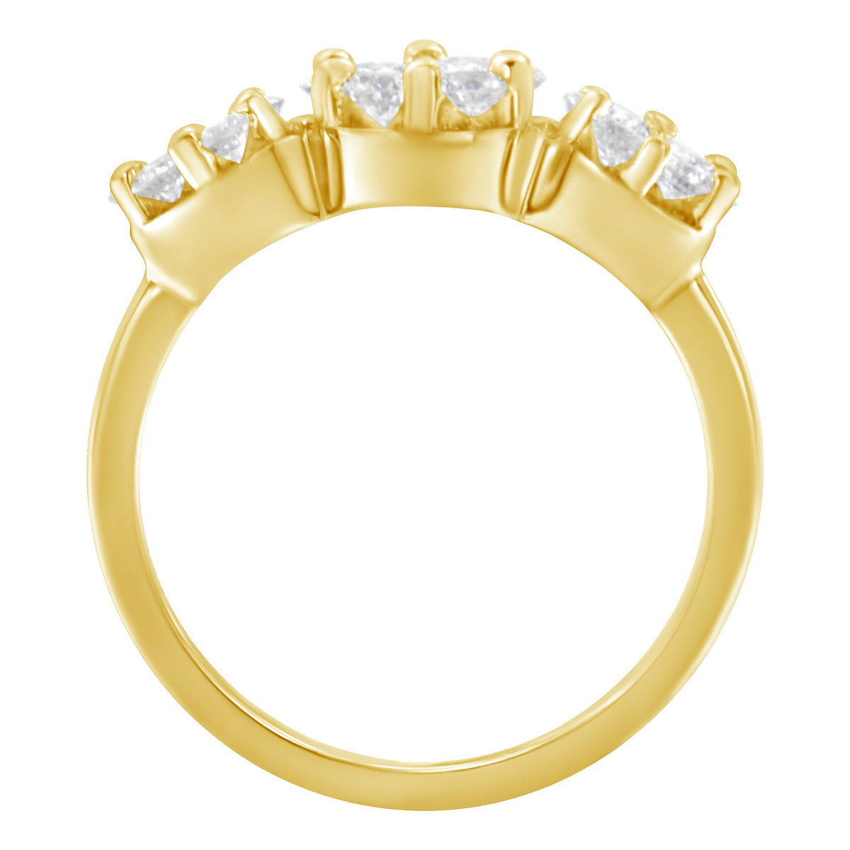 14K Yellow Gold 1-1/4 Cttw Brilliant Cut Diamond Three Round Floral Clusters Engagement or Fashion Ring (H-I Color, SI2-I1 Clarity) - Size 6 - LinkagejewelrydesignLinkagejewelrydesign