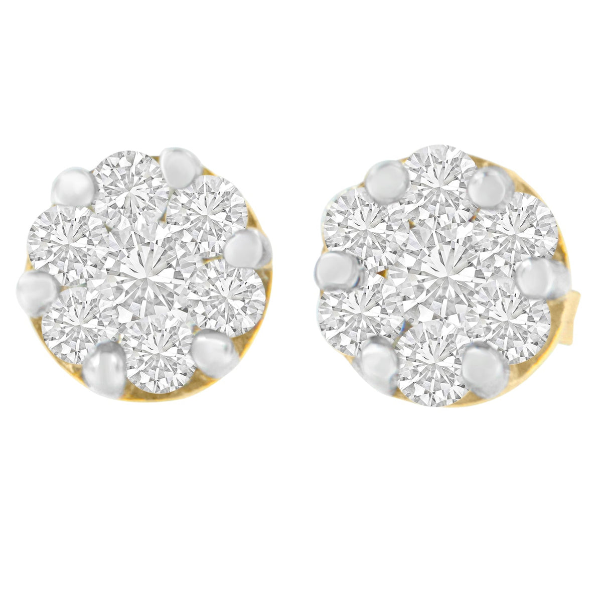 14K Yellow Gold 1 cttw Diamond Stud Earrings (H-I, SI2-I1) - LinkagejewelrydesignLinkagejewelrydesign