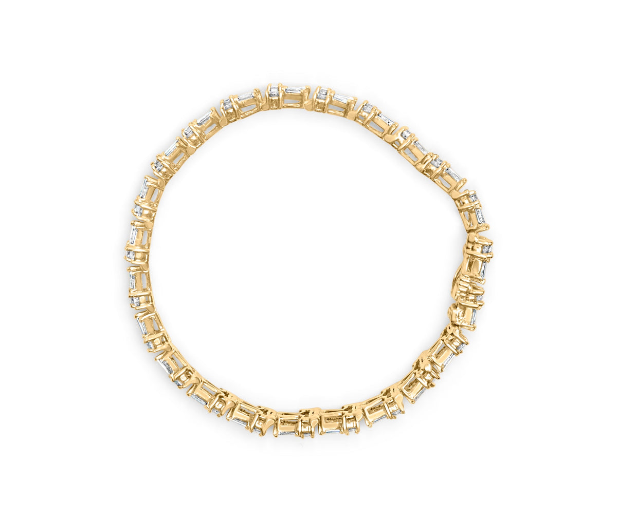 14K Yellow Gold 10 1/2 Cttw Diamond Tapered Baguette Sunburst Link Bracelet (H-I Color, SI1-SI2 Clarity) - Size 7.25" - LinkagejewelrydesignLinkagejewelrydesign