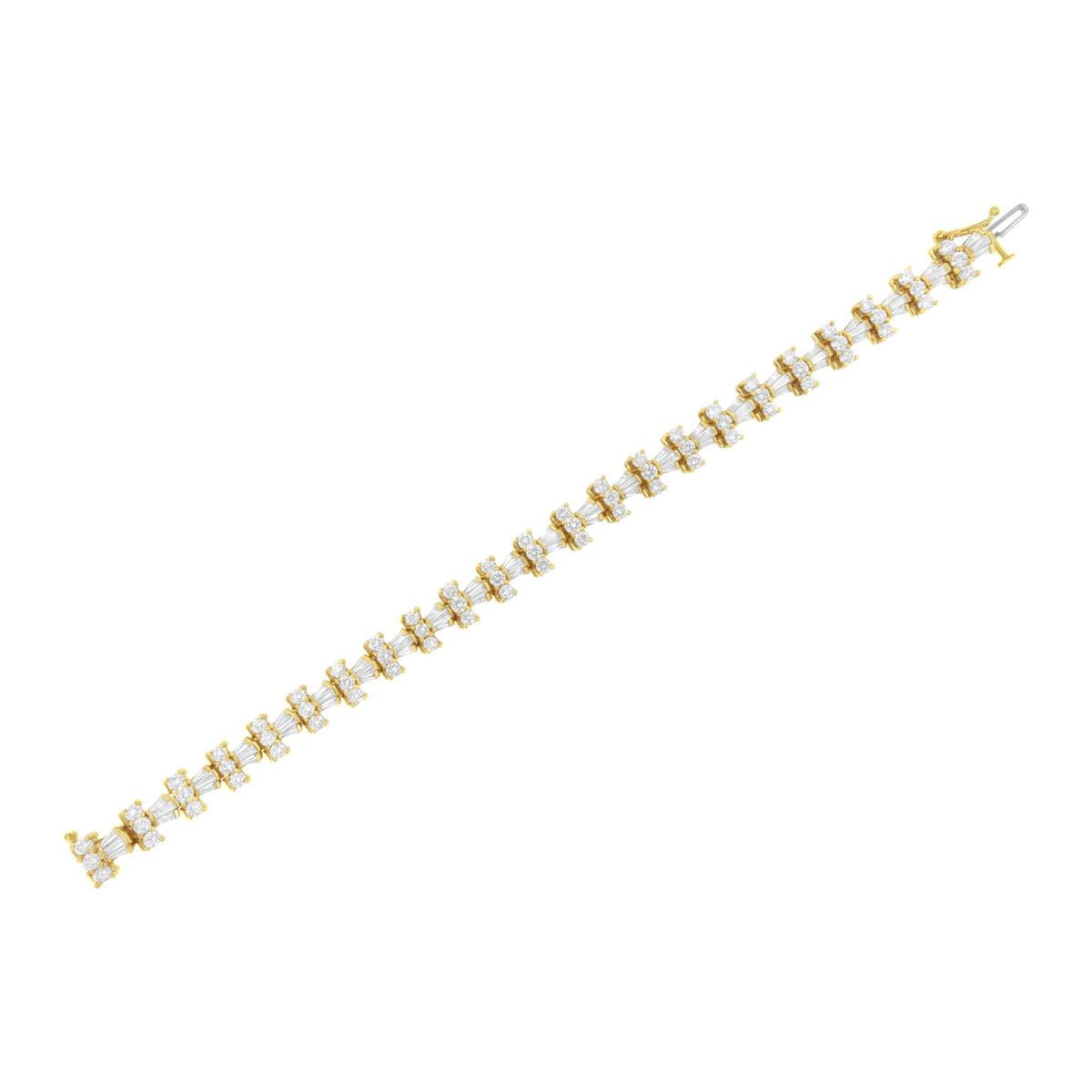 14K Yellow Gold 10 1/2 Cttw Diamond Tapered Baguette Sunburst Link Bracelet (H-I Color, SI1-SI2 Clarity) - Size 7.25" - LinkagejewelrydesignLinkagejewelrydesign