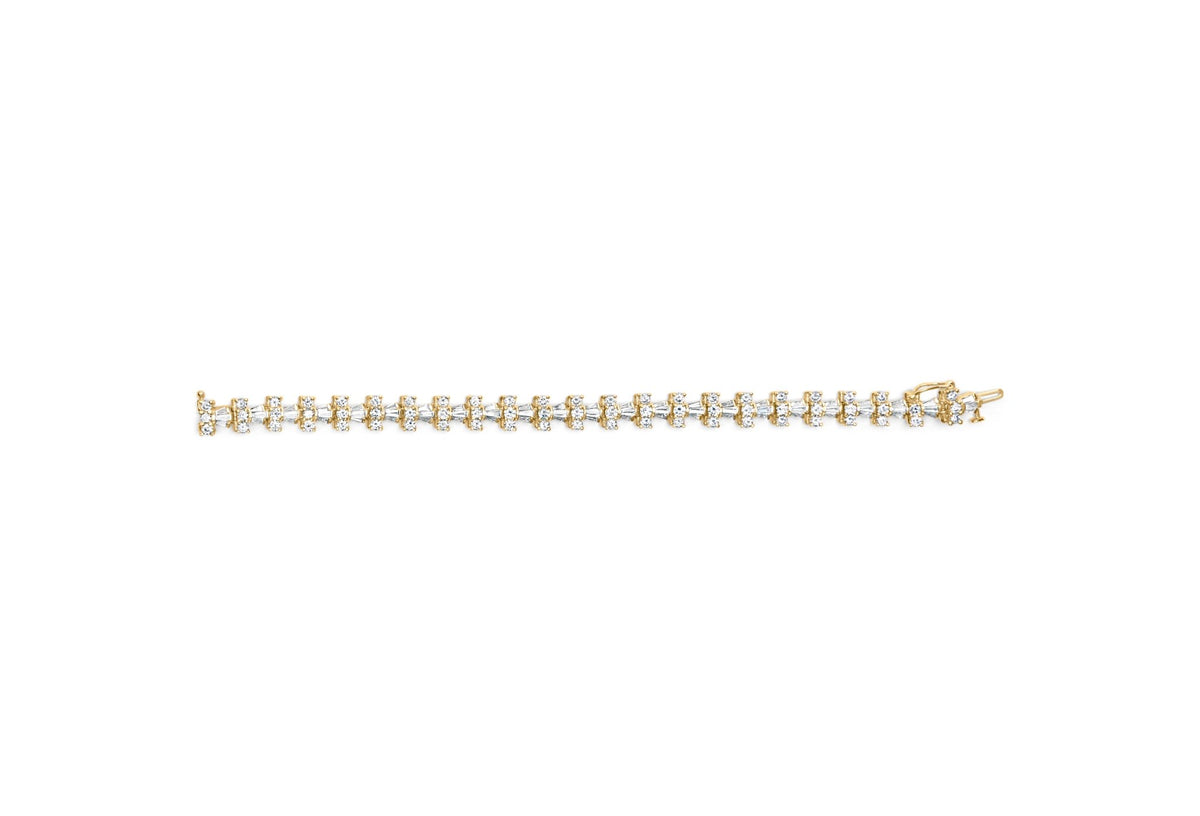 14K Yellow Gold 10 1/2 Cttw Diamond Tapered Baguette Sunburst Link Bracelet (H-I Color, SI1-SI2 Clarity) - Size 7.25" - LinkagejewelrydesignLinkagejewelrydesign