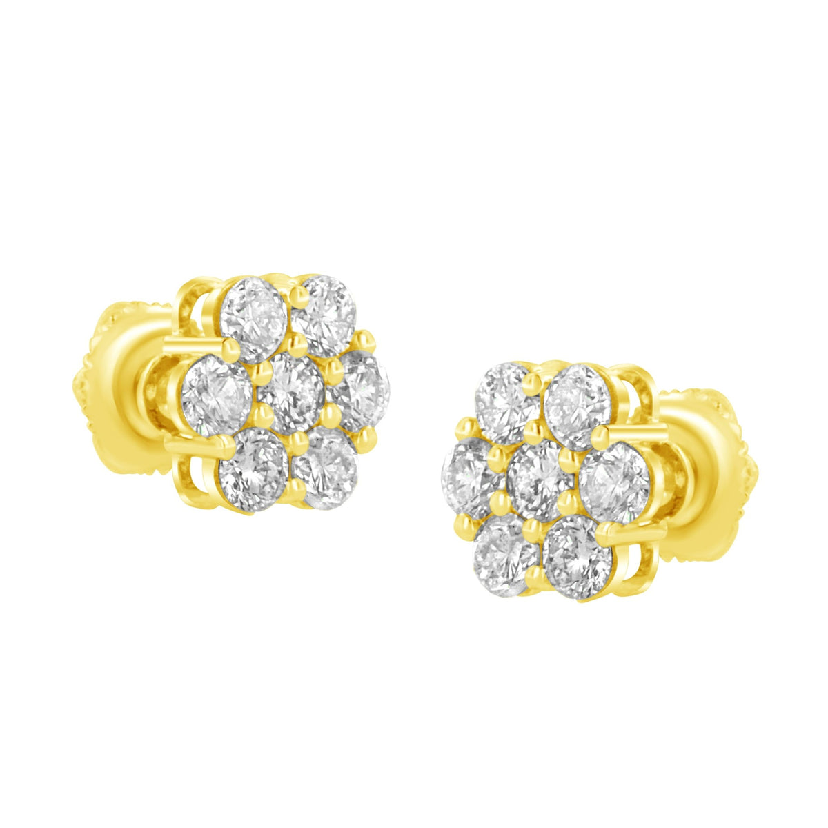 14K Yellow Gold 1.0 Cttw Diamond Flower Earring (J-K Color, I1-I2 Clarity) - LinkagejewelrydesignLinkagejewelrydesign