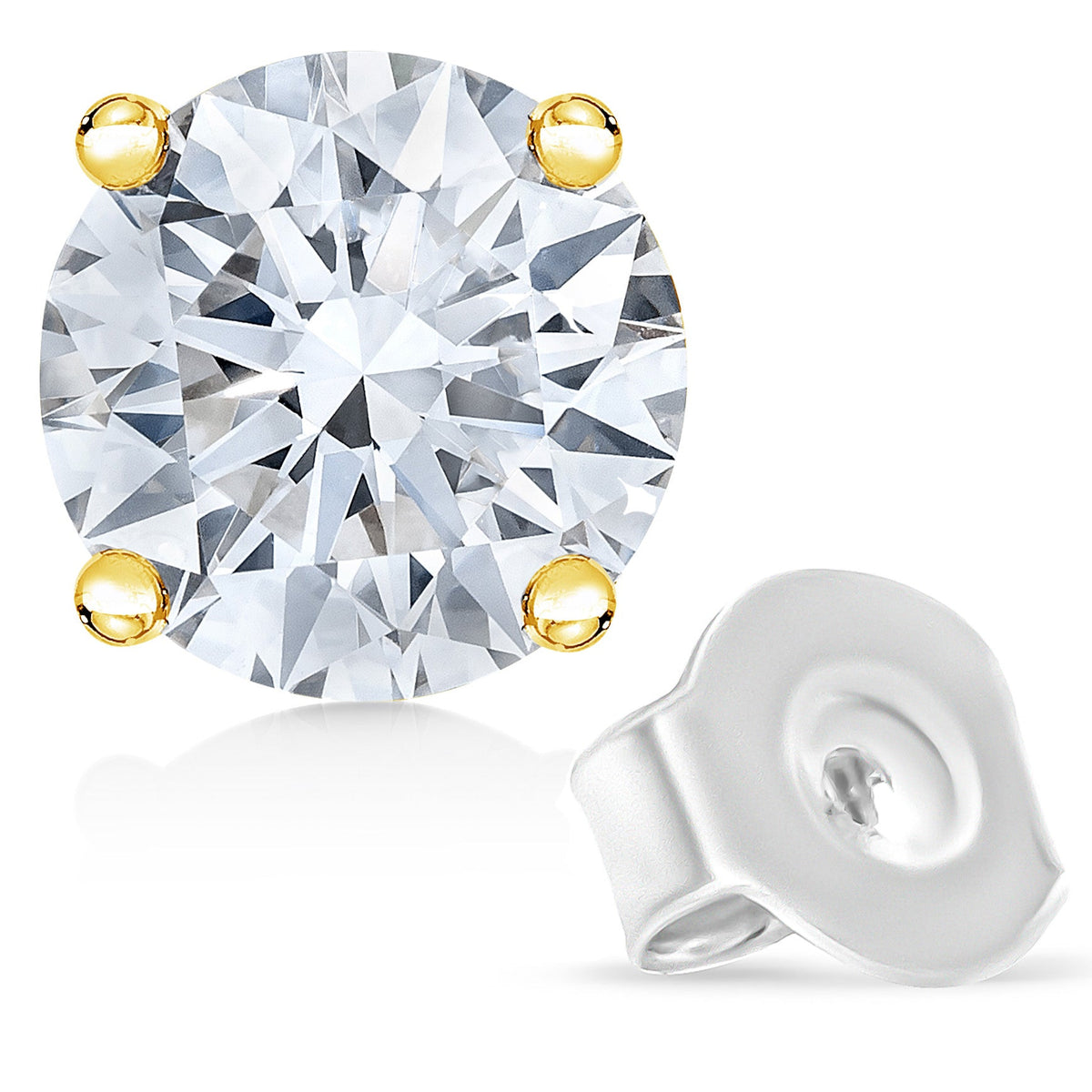 14K Yellow Gold 1.0 Cttw Round Brilliant Cut Lab Grown White Diamond 4-Prong Classic Solitaire Stud Earrings (G-H Color, VVS2-VS1 Clarity) - LinkagejewelrydesignLinkagejewelrydesign
