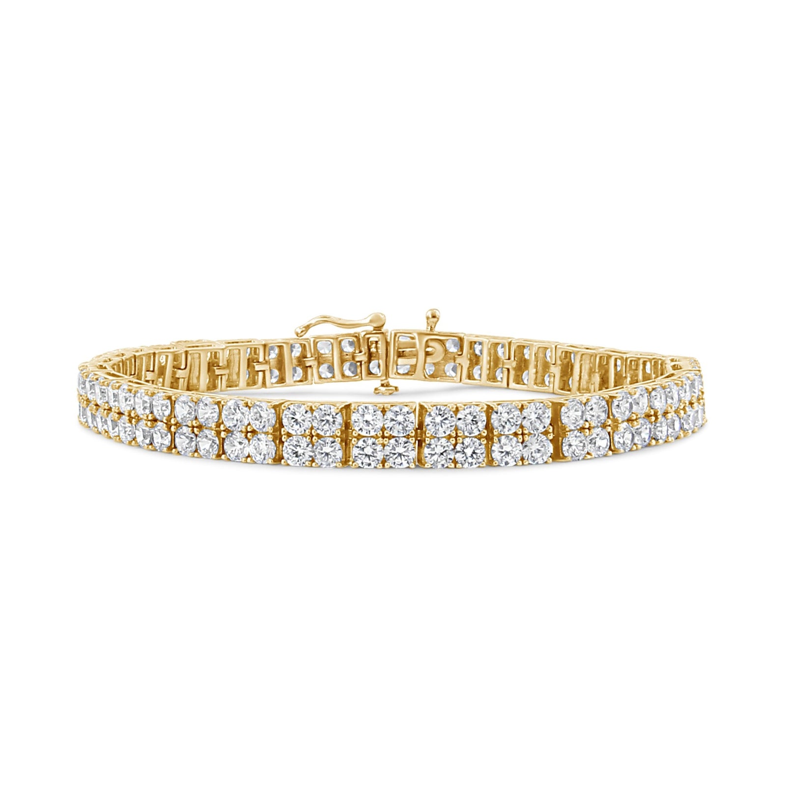 14K Yellow Gold 10.0 Cttw Diamond 2 Row Tennis Bracelet (L-M Color, I2-I3 Clarity) - Size 7.25 Inches - LinkagejewelrydesignLinkagejewelrydesign