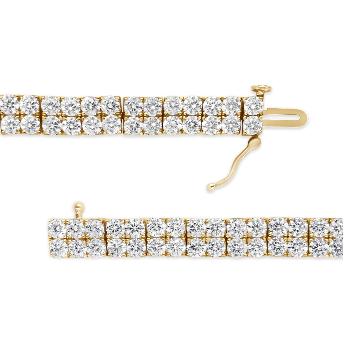 14K Yellow Gold 10.0 Cttw Diamond 2 Row Tennis Bracelet (L-M Color, I2-I3 Clarity) - Size 7.25 Inches - LinkagejewelrydesignLinkagejewelrydesign