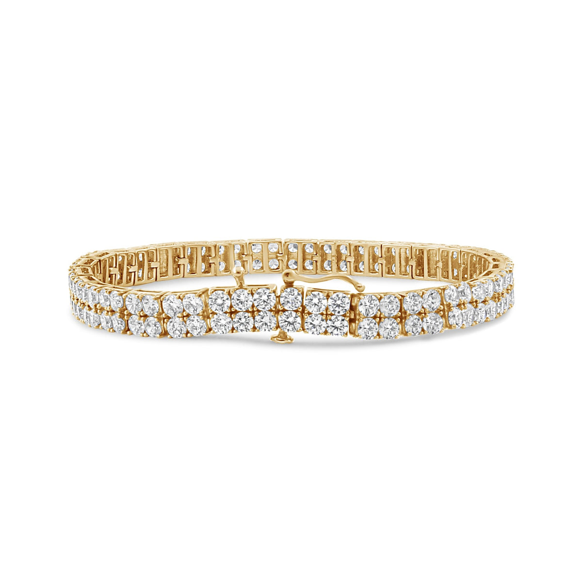 14K Yellow Gold 10.0 Cttw Diamond 2 Row Tennis Bracelet (L-M Color, I2-I3 Clarity) - Size 7.25 Inches - LinkagejewelrydesignLinkagejewelrydesign