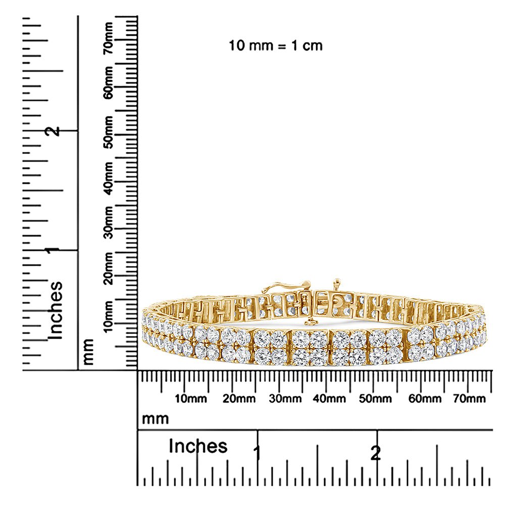 14K Yellow Gold 10.0 Cttw Diamond 2 Row Tennis Bracelet (L-M Color, I2-I3 Clarity) - Size 7.25 Inches - LinkagejewelrydesignLinkagejewelrydesign