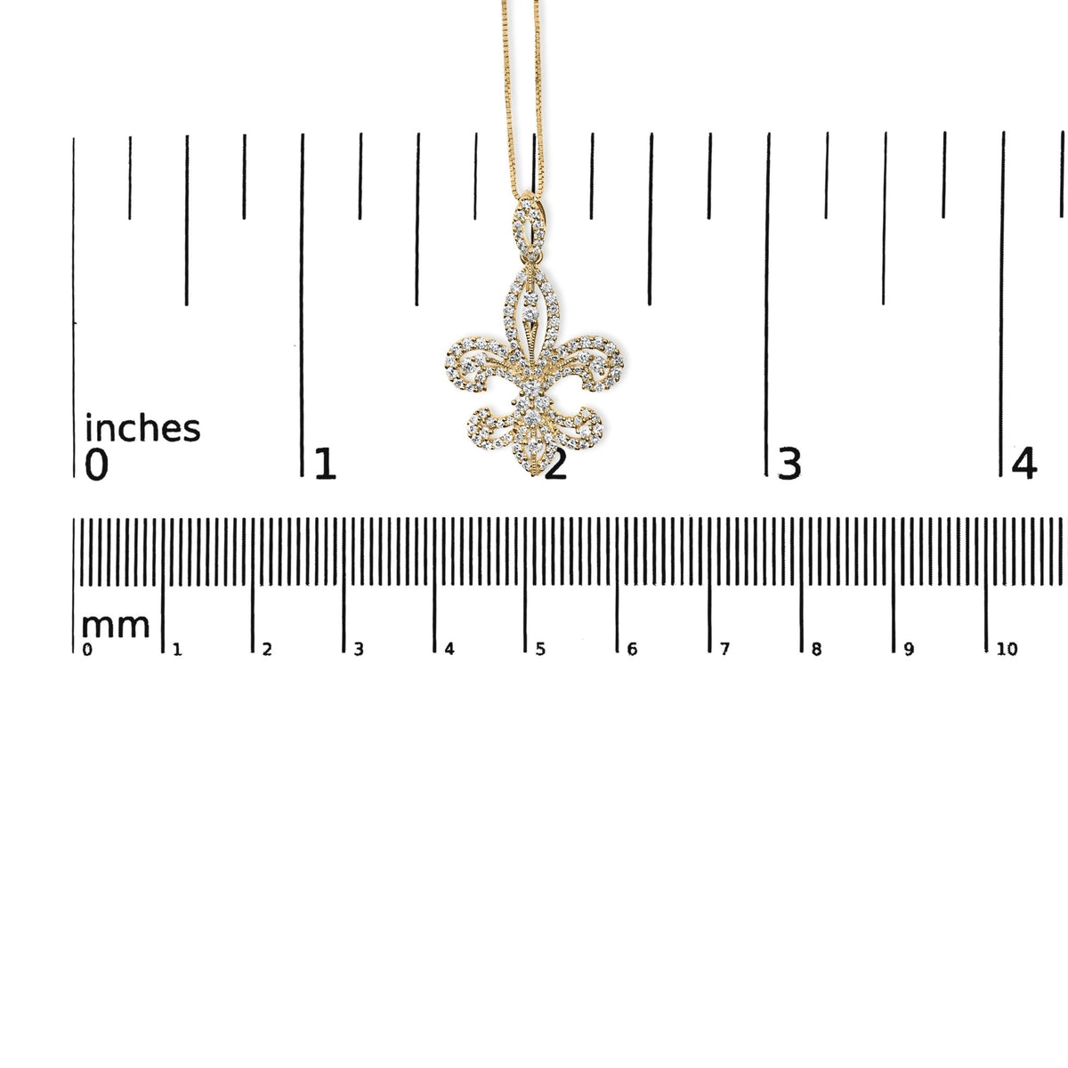 14K Yellow Gold 1.00 Cttw Round Diamond Fleur De Lis 18&quot; Pendant Necklace (H-I Color, SI2-I1 Clarity) - LinkagejewelrydesignLinkagejewelrydesign