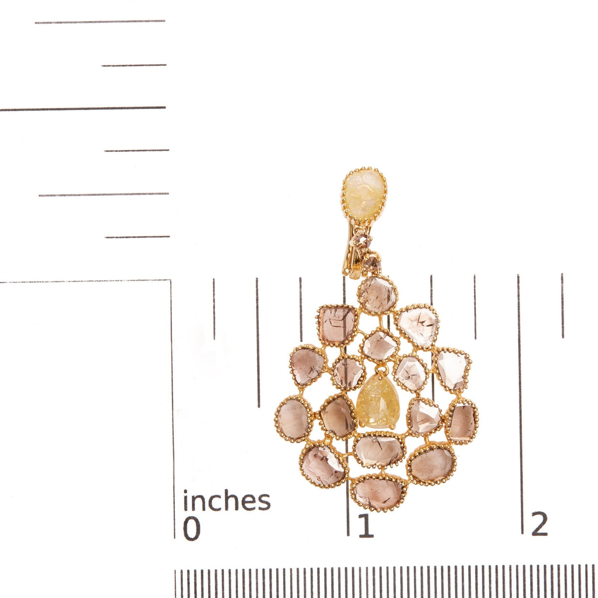 14K Yellow Gold 11 1/5 Cttw Rose Cut and Sliced Diamond Chandelier Style Dangle Earrings (Fancy Color, I2-I3 Clarity) - LinkagejewelrydesignLinkagejewelrydesign