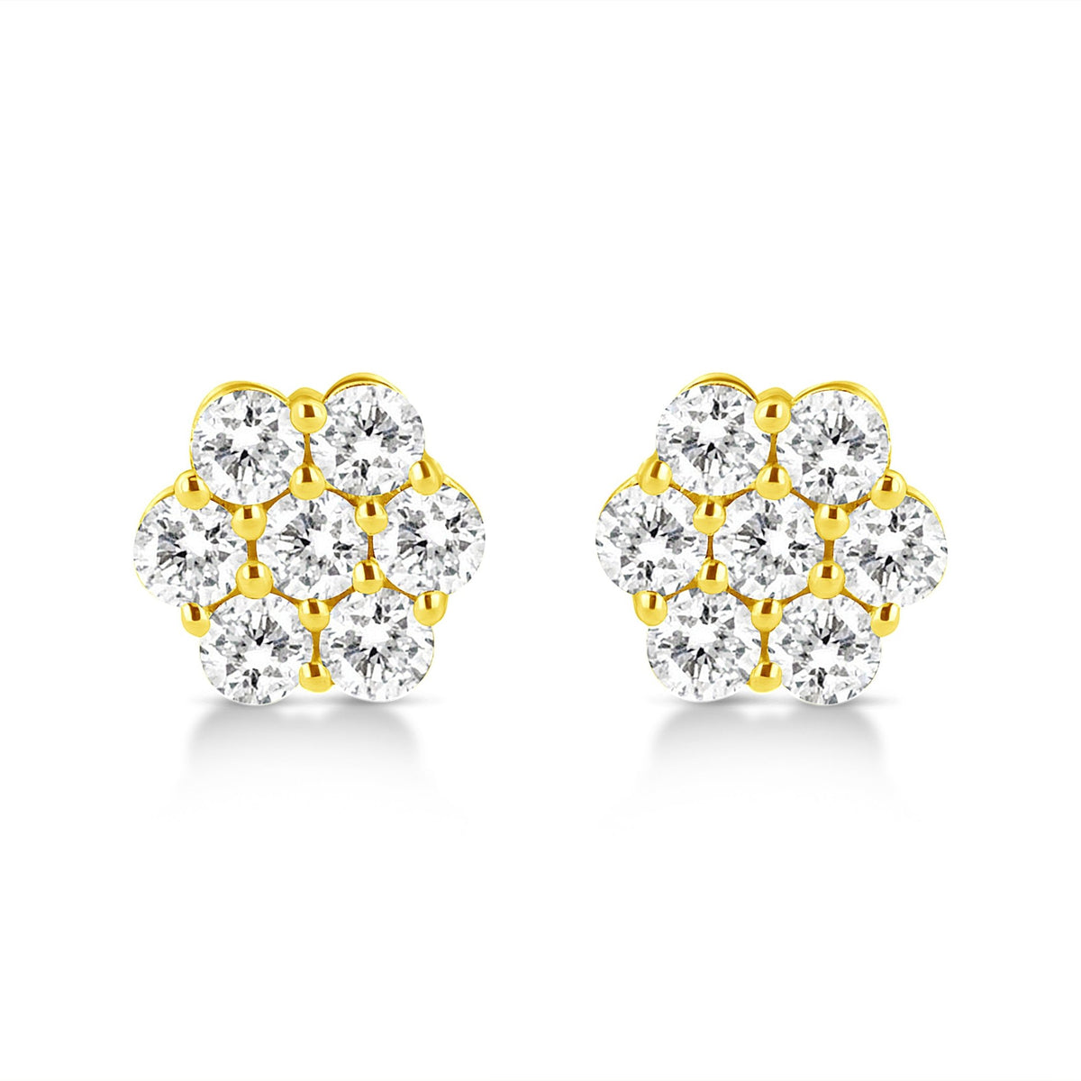 14K Yellow Gold 1/2 Cttw Brilliant Round Cut Diamond Floral Cluster Stud Earrings with Pushbacks (J-K Color, VS2-SI1 Clarity) - LinkagejewelrydesignLinkagejewelrydesign