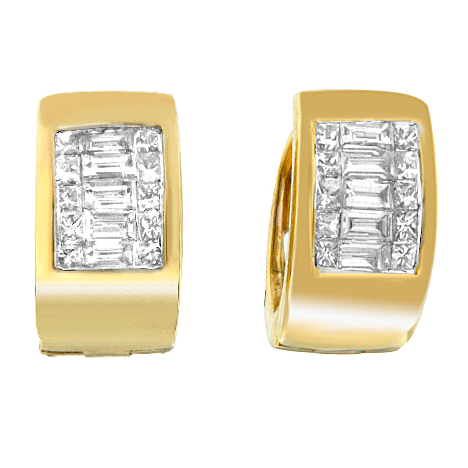 14K Yellow Gold 1/2 cttw Diamond Huggy Earrings (H-I, VS2-SI1) - LinkagejewelrydesignLinkagejewelrydesign