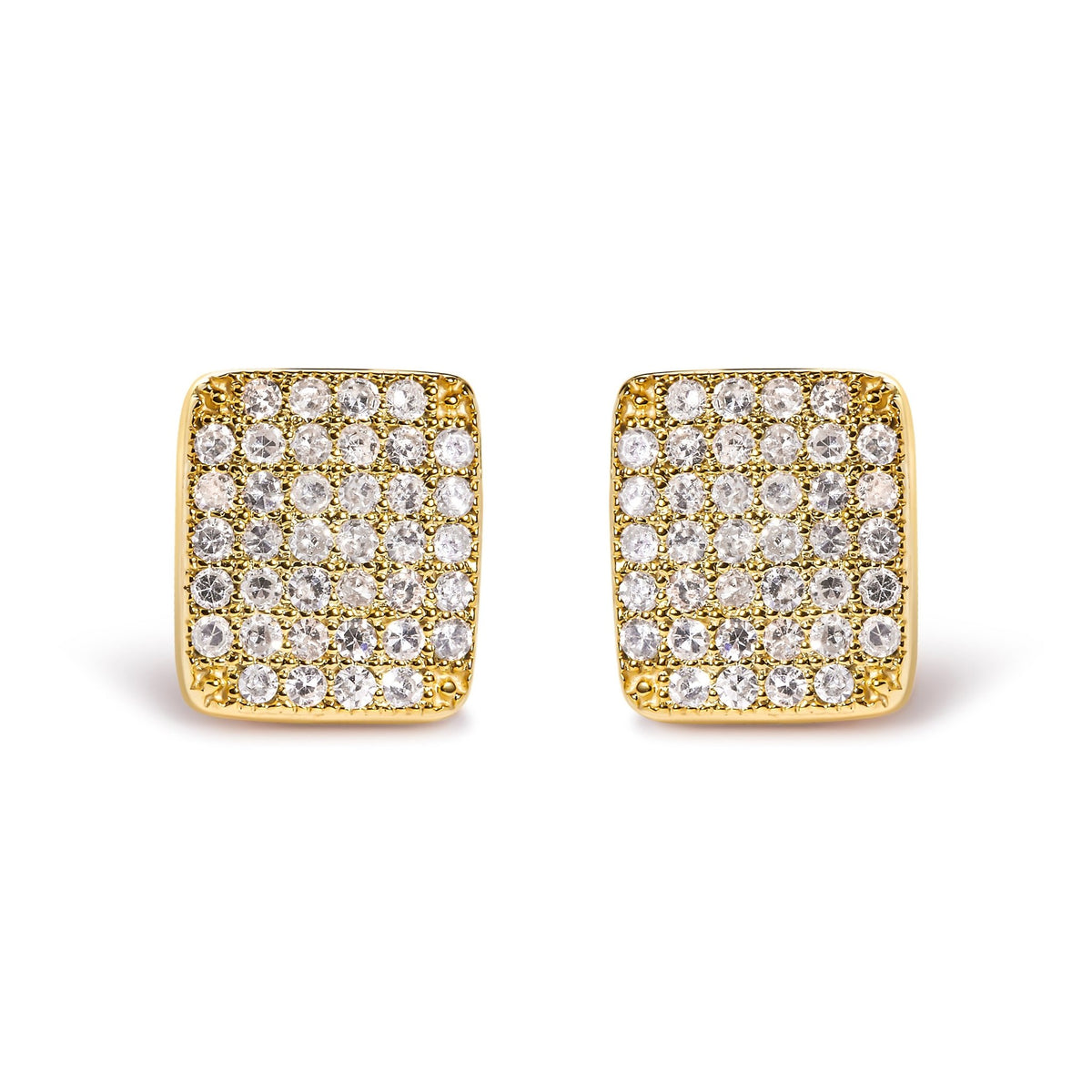 14K Yellow Gold 1/2 Cttw Diamond Square Shaped Composite Cluster Stud Earrings (I-J Color, I1-I2 Clarity) - LinkagejewelrydesignLinkagejewelrydesign