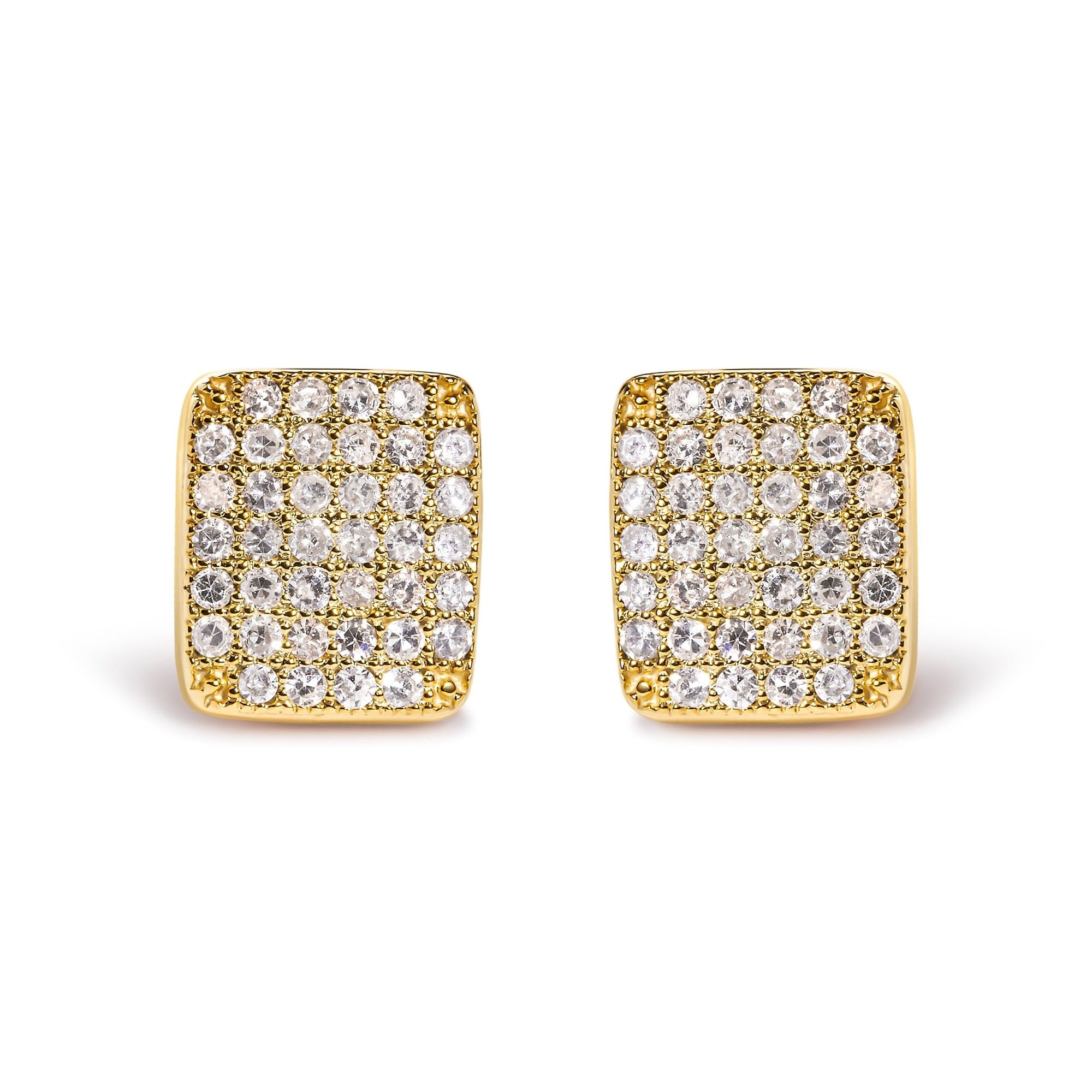 14K Yellow Gold 1/2 Cttw Diamond Square Shaped Composite Cluster Stud Earrings (I-J Color, I1-I2 Clarity) - LinkagejewelrydesignLinkagejewelrydesign